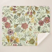 水彩フローラビー花エレガントモダン シェルパブランケット (正面(横))