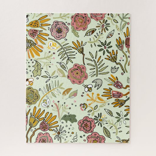 水彩フローラビー花エレガントモダン ジグソーパズル (縦)