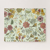 水彩フローラビー花エレガントモダン ジグソーパズル (横)