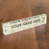 水彩フローラビー花エレガントモダン デスクネームプレート (側面)