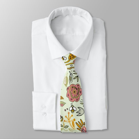 水彩フローラビー花エレガントモダン ネクタイ (タイ)