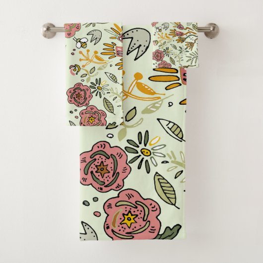 水彩フローラビー花エレガントモダン バスタオルセット (インサイチュ)