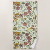 水彩フローラビー花エレガントモダン ビーチタオル (正面)