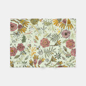 水彩フローラビー花エレガントモダン フリースブランケット (正面(横))