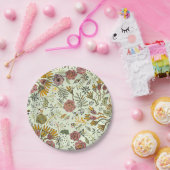 水彩フローラビー花エレガントモダン ペーパープレート (パーティー)