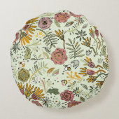 水彩フローラビー花エレガントモダン ラウンドクッション (裏面)