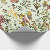 水彩フローラビー花エレガントモダン ラッピングペーパー (角)