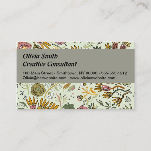 水彩フローラビー花エレガントモダン 名刺 (正面)