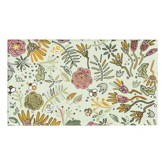 水彩フローラビー花エレガントモダン 名札 (正面)