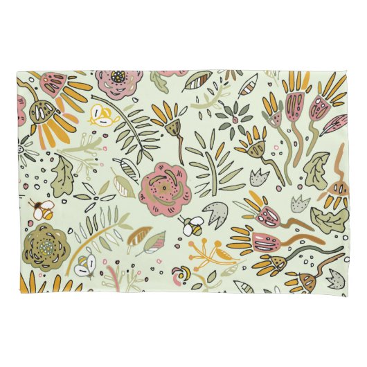 水彩フローラビー花エレガントモダン 枕カバー (正面)