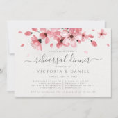 水彩フローラピンクさくらんぼ花 招待状 (正面)