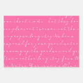 水彩フローラピンクと青のパターン ラッピングペーパーシート (正面3)