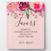 水彩フローラピンクの好意サインの額 フォトプラーク (正面)