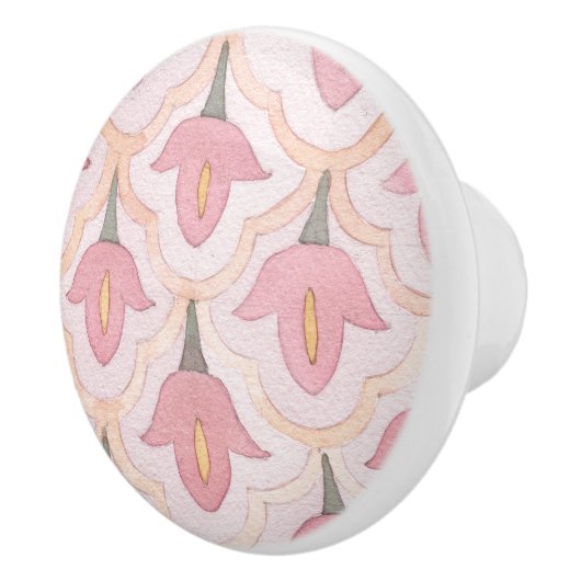 水彩フローラピンクの素敵なパタかわいらしーン セラミックノブ (右)