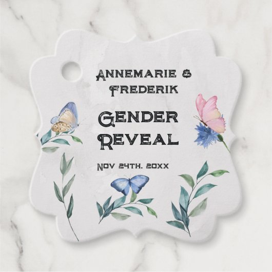 水彩フローラピンクまたはブルー フェイバータグ (正面)