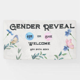 水彩フローラピンクまたはブルー 横断幕