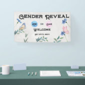 水彩フローラピンクまたはブルー 横断幕 (トレードショー)