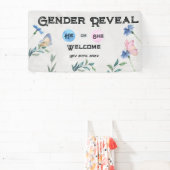 水彩フローラピンクまたはブルー 横断幕 (インサイチュ)