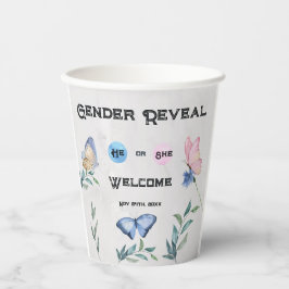 水彩フローラピンクまたはブルー 紙コップ