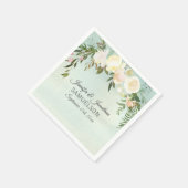 水彩フローラピンクアイボリーミントリース結婚ズ スタンダードカクテルナプキン (角)