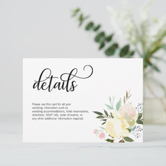 水彩フローラピンクアイボリー結婚ズ詳細 エンクロージャーカード (スタンド正面)