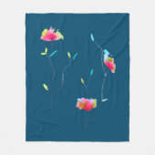 水彩フローラピンクアートテーマ花 フリースブランケット (正面)