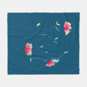 水彩フローラピンクアートテーマ花 フリースブランケット (正面(横))