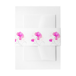 水彩フローラピンクアー結婚トのベリーバンド 招待状ベリーバンド