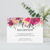 水彩フローラピンクウェディングレセプション エンクロージャーカード (スタンド正面)