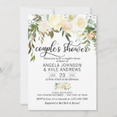 水彩フローラピンククリームアイボリーカップルのシャワー 招待状 (正面)