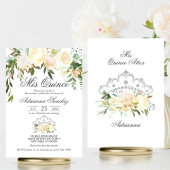 水彩フローラピンククリームアイボリーキンセアニラ 招待状