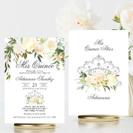 水彩フローラピンククリームアイボリーキンセアニラ 招待状