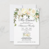 水彩フローラピンククリームアイボリーキンセアニラ 招待状 (正面)