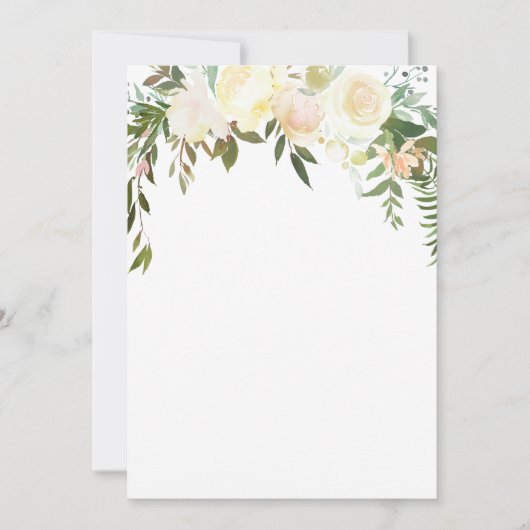 水彩フローラピンククリームアイボリーシャワー空白の 招待状 (正面)