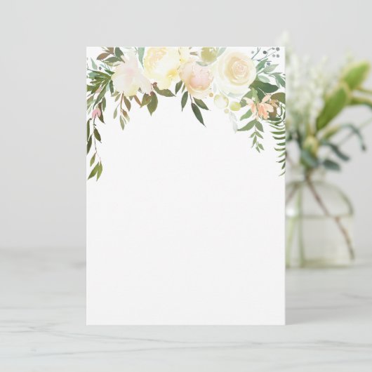 水彩フローラピンククリームアイボリーシャワー空白の 招待状 (スタンド正面)