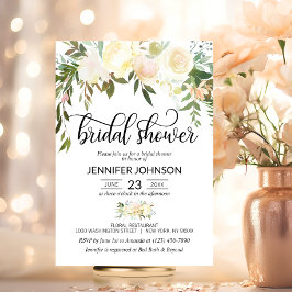 水彩フローラピンククリームアイボリーブライダルシャワー 招待状
