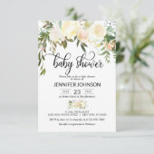 水彩フローラピンククリームアイボリーベビーシャワー 招待状 (スタンド正面)