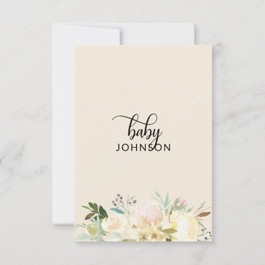 水彩フローラピンククリームアイボリーベビーシャワー 招待状 (裏面)