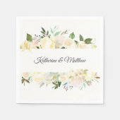 水彩フローラピンククリームアイボリーリース結婚ズ スタンダードカクテルナプキン (正面)