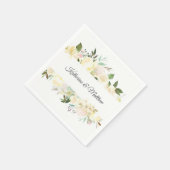 水彩フローラピンククリームアイボリーリース結婚ズ スタンダードカクテルナプキン (角)