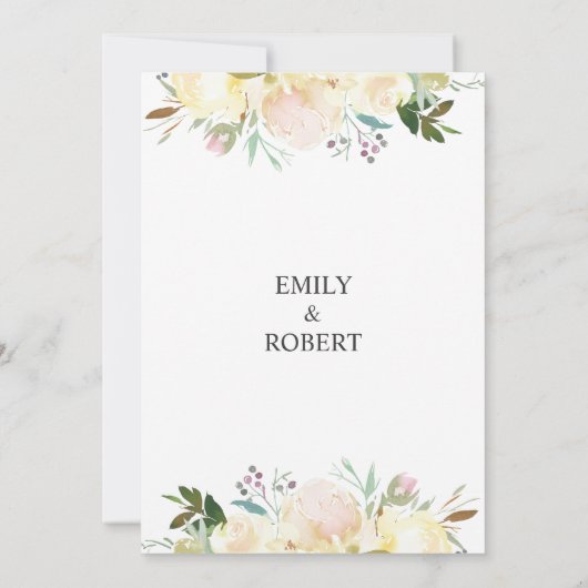 水彩フローラピンククリームアイボリー結婚ズ 招待状 (裏面)