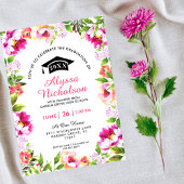 水彩フローラピンクグラードパーティの招待状 招待状