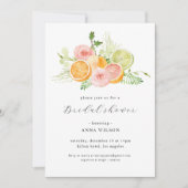 水彩フローラピンクグリーンブライダルシャワー 招待状 (正面)
