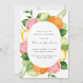 水彩フローラピンクグリーンブライダルシャワー 招待状 (正面)