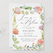 水彩フローラピンクグリーンブライダルシャワー 招待状 (正面)
