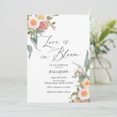水彩フローラピンクグリーンブライダルシャワー 招待状 (スタンド正面)