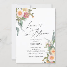 水彩フローラピンクグリーンブライダルシャワー