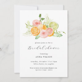 水彩フローラピンクグリーンブライダルシャワー 招待状