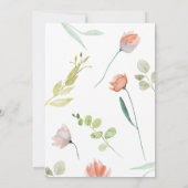水彩フローラピンクグリーン赤ちゃんシャワー 招待状 (裏面)