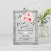水彩フローラピンクグレー素朴ブライダルシャワー 招待状 (スタンド正面)